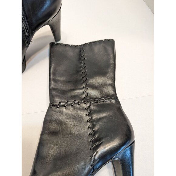 Antonio Melani Y2K Dixie Black Leather Heeled Boots Booties 10 Witchy Gothic - Picture 4 of 11